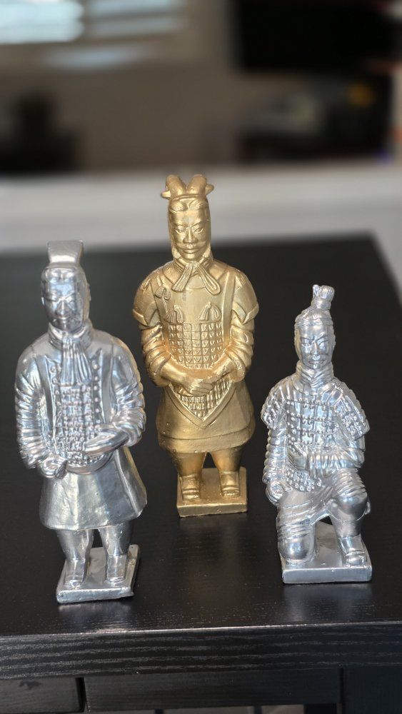 Set of 3 VintageTerracotta Warrior status- Ancient Gold & Silver collection