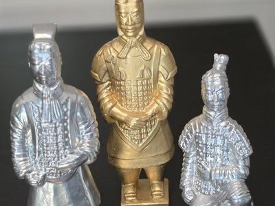 Set of 3 VintageTerracotta Warrior status- Ancient Gold & Silver collection