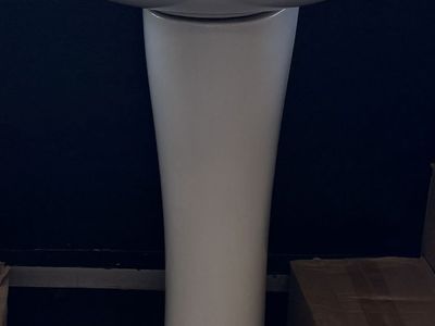 FINE FIXTURES Prestige 22.12 in. Ceramic Pedestal Sink and Basin Combo in Modern White