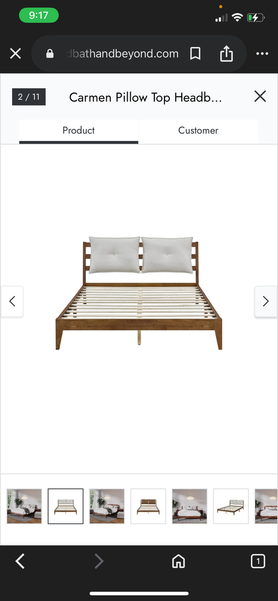 NEW King MCM platform bed frame with removable pillows