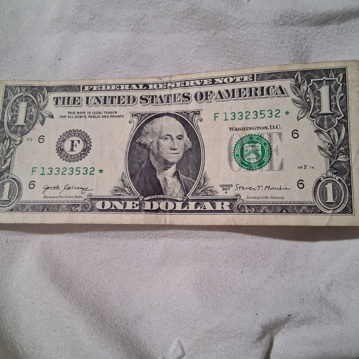 Series 2017A $1 Dollar Star Note Federal Reserve Note Circulated
