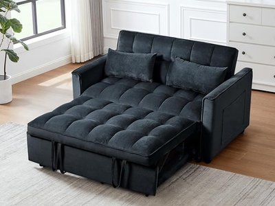 3 in 1 Convertible Sleeper Sofa Bed, Modern Pull Out Couch Bed 2 Black and 2 Grey Available