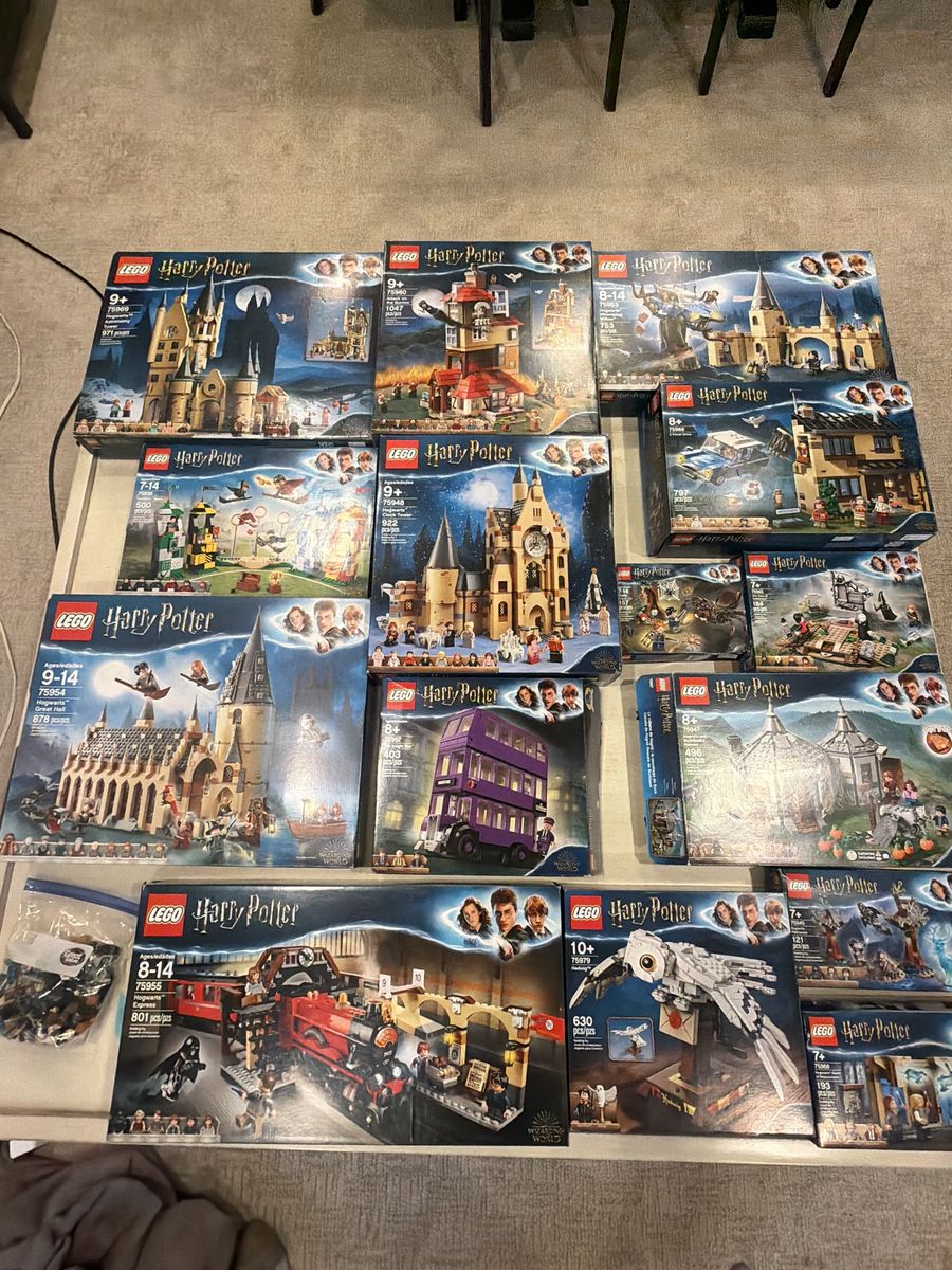 Large lot of 15 used but complete LEGO Harry Potter Sets with box and instructions.