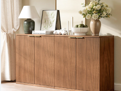 Set of Evermagin Walnut Buffet Cabinets (31.5 in and 63 in) NEW in Shipper's Box