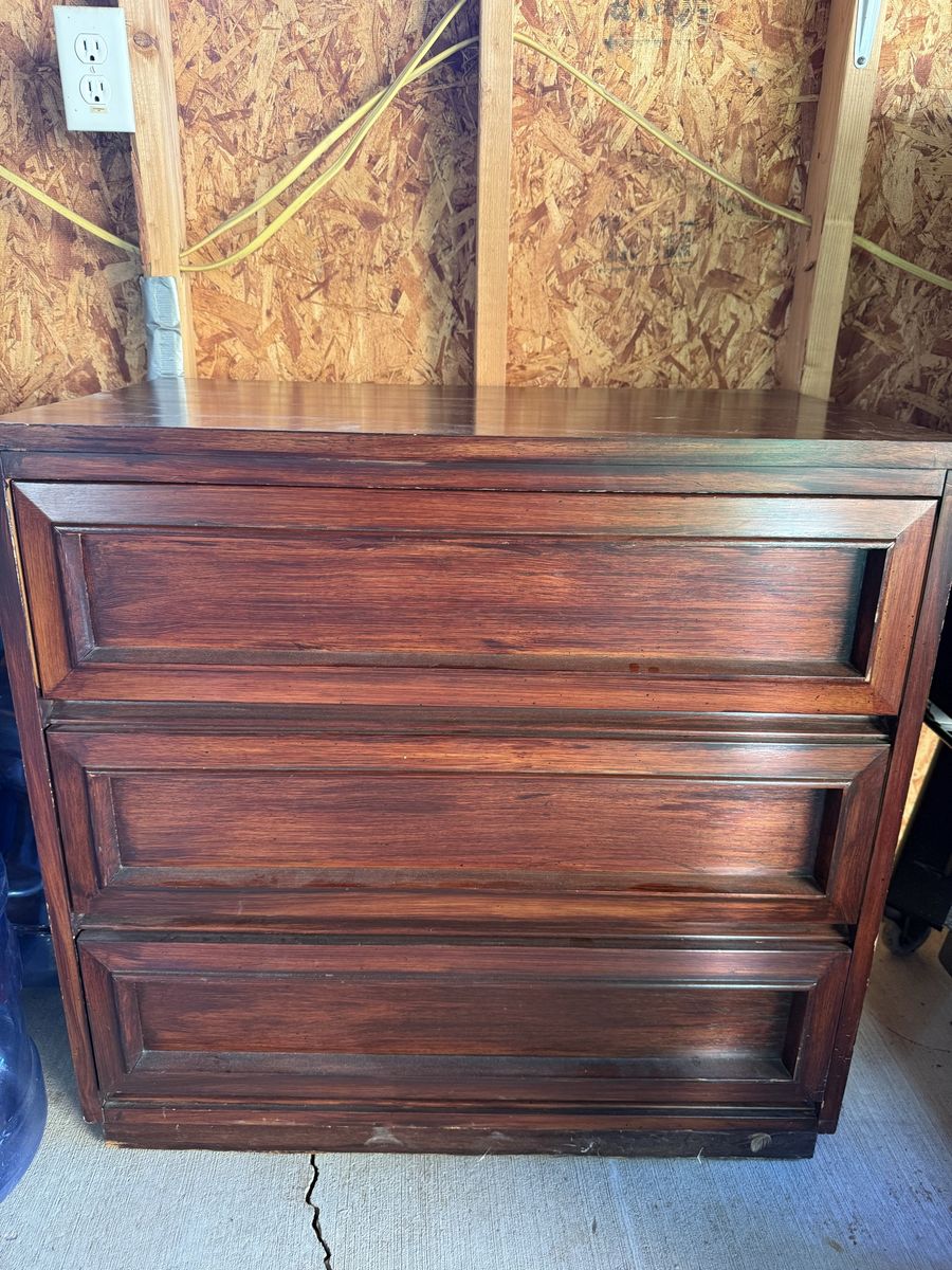 Solid Wood 3-Drawer Dresser - Dark Cherry Finish, Vintage Style Storage Cabinet