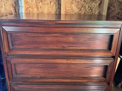 Solid Wood 3-Drawer Dresser - Dark Cherry Finish, Vintage Style Storage Cabinet