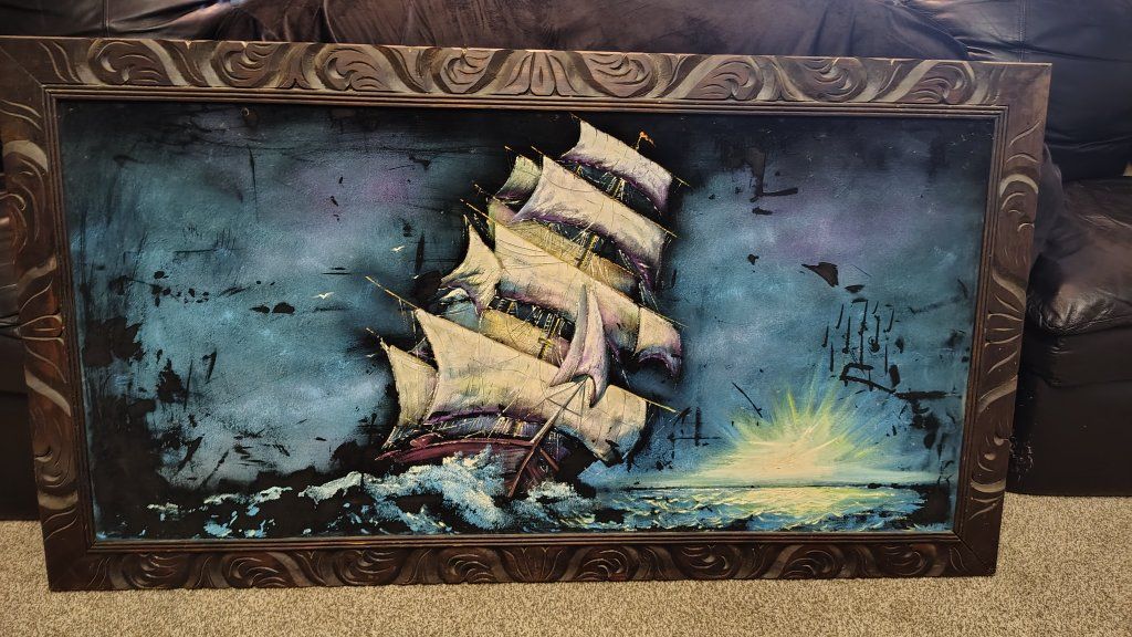 Vintage/mcm Oil on Black Velvet Artwork from Mexico