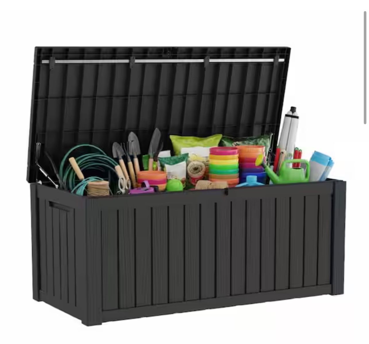 120 Gallon Wood-Grain Style Lockable Water Resistant Resin Deck Box - Outdoor Storage