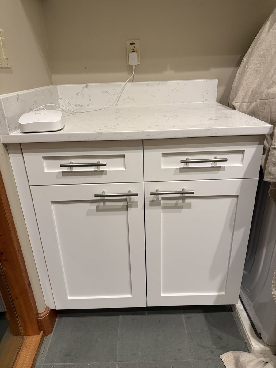 QUICK SALE: White Shaker Cabinet Set + Quartz Countertop - $275