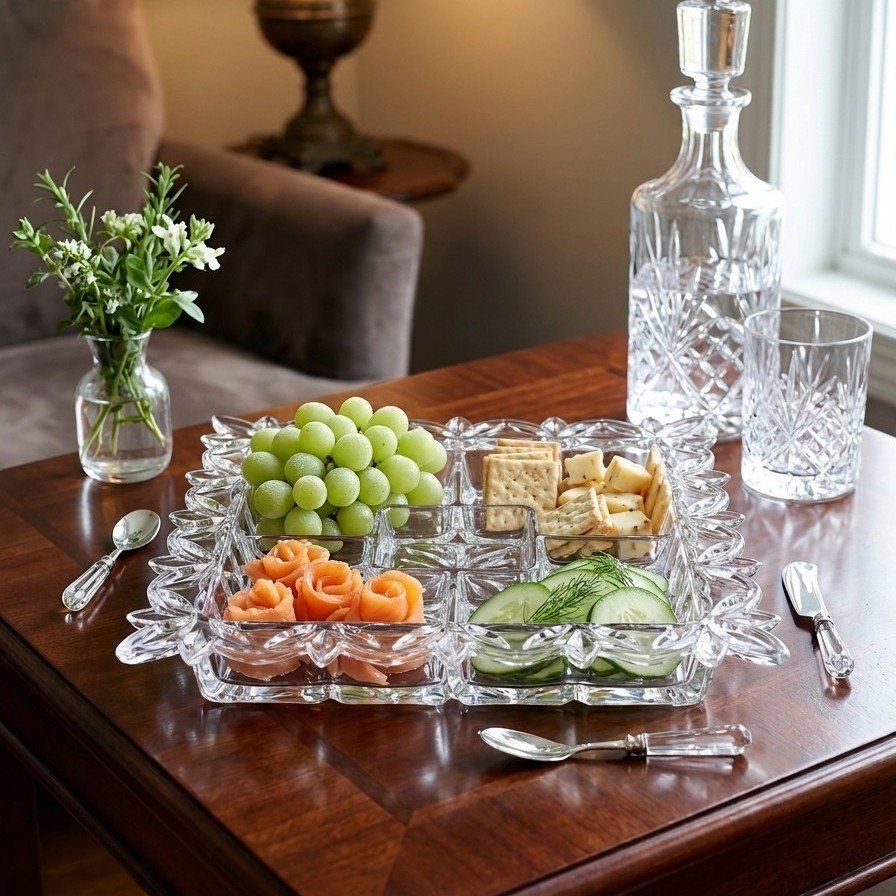 Crystal Bohemia Peirced Square Tray