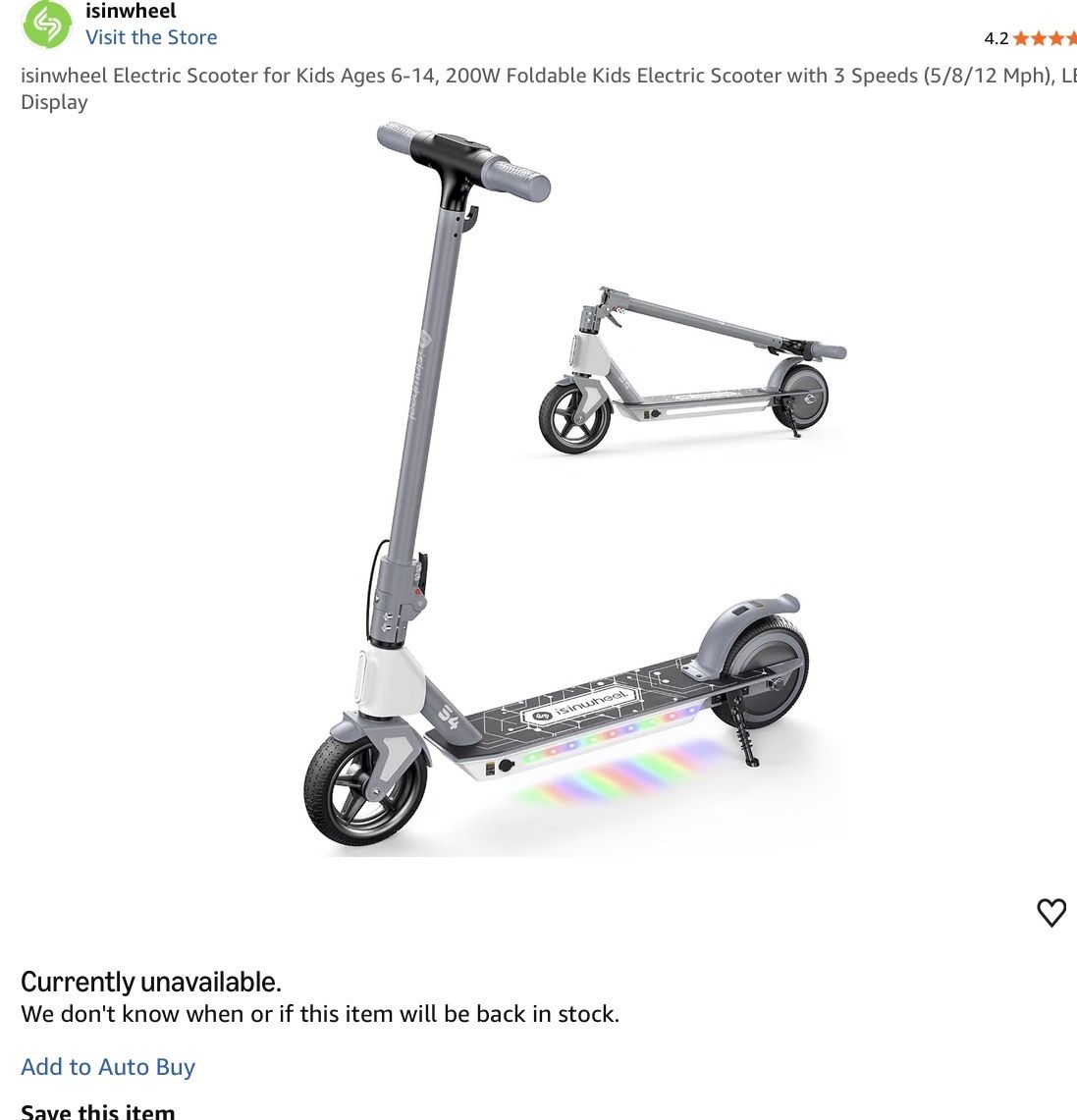 Electric scooter with built-in extras! 6-14yr or 150lb.. New in box!!