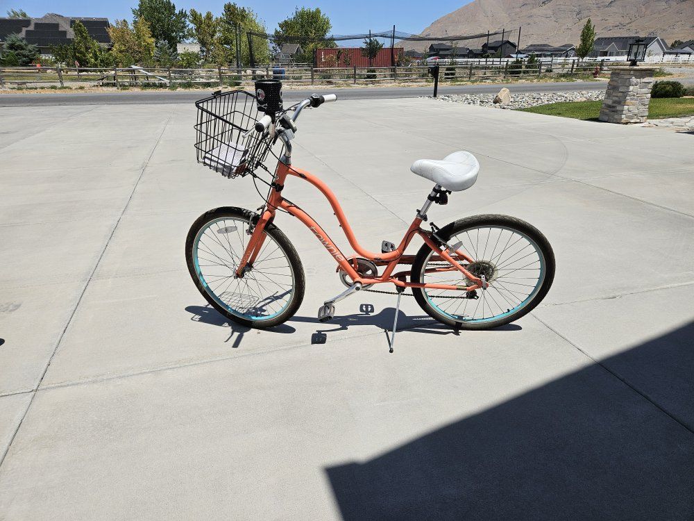 Townie Electra 26" Cruiser Bike - Coral with Front Basket