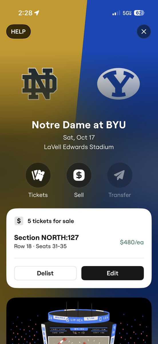 BYU v Notre Dame Tickets