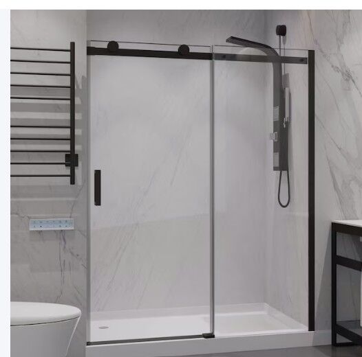 48 x 76 frameless shower door kit. black trim