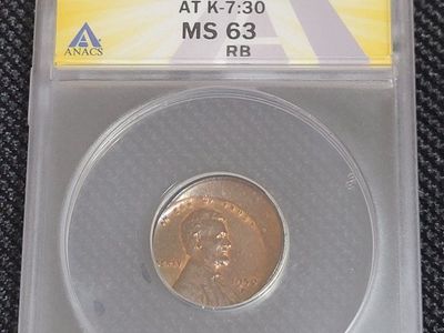 1950-D Lincoln Cent Struck 25% Off-Center ANACS MS63 RB Graded Coin