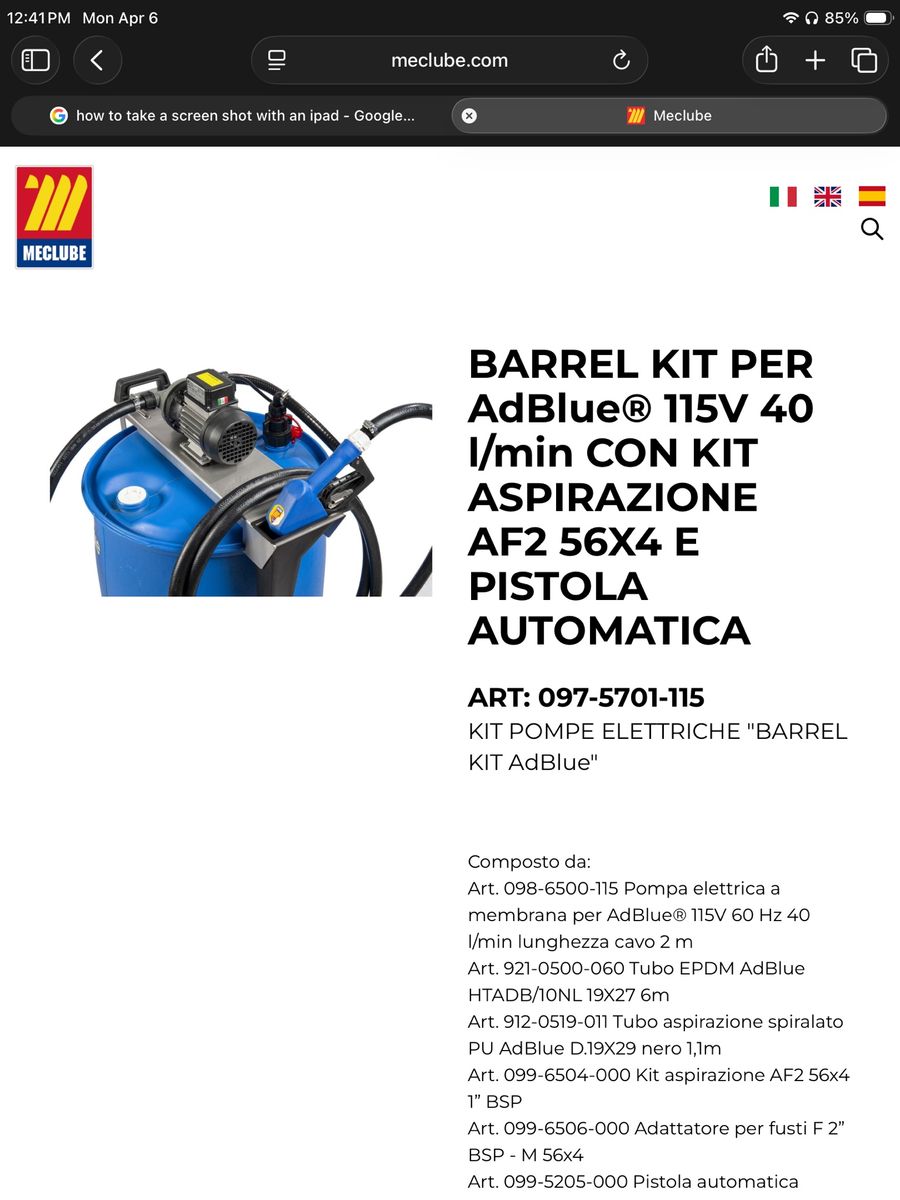 Kit IBC Adblue 115v Auto Nozzle