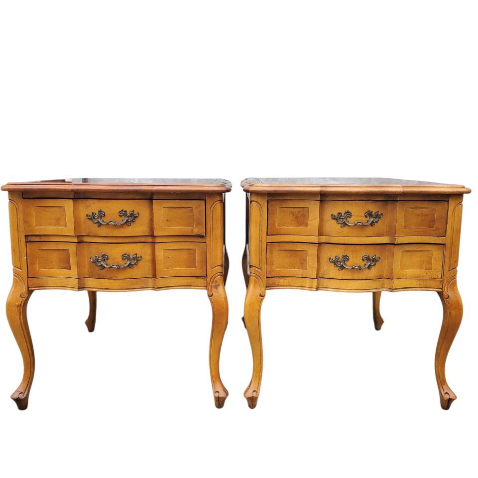 Pair Vintage Hammary French Provincial Nightstands