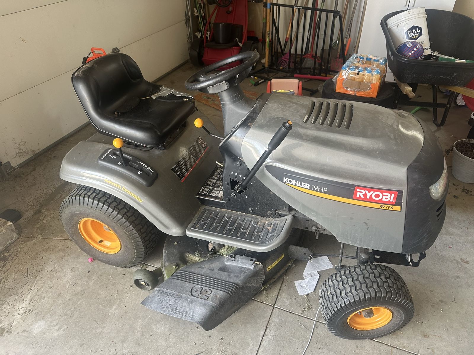 Ryobi RT190 19HP Kohler 42" Riding Lawn Mower Tractor
