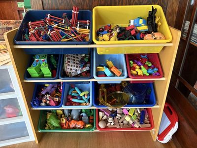 Whitmor Inc. Kids Toy Storage Organizer with 12 Bins - Wood Frame & Plastic Bins