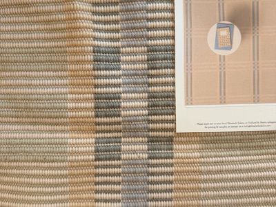 Elizabeth Eakins Huck Grid Light Celadon/Viridian Wool Rug 12”x12”