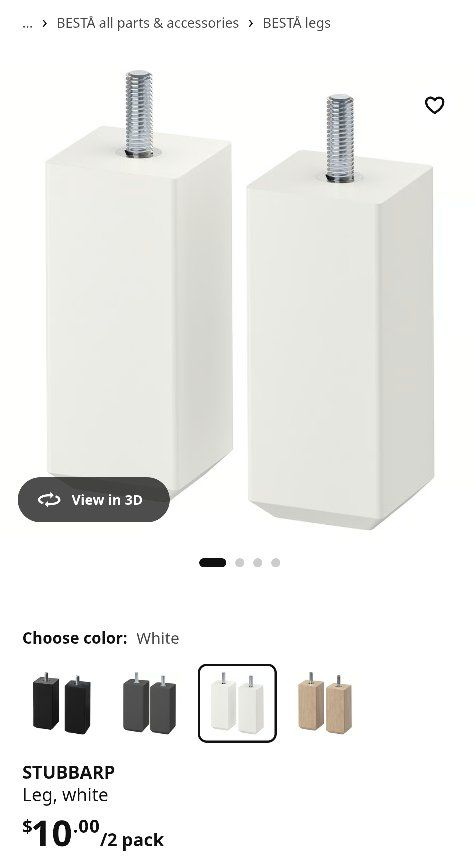 FREE IKEA BESTÅ STUBBARP White Furniture Legs (3)
