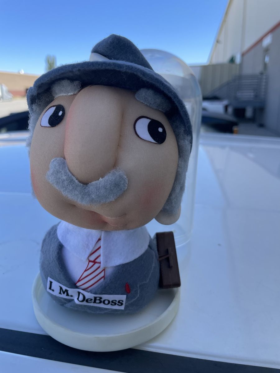 Russ Berrie "I. M. DeBoss" Desk Buddy Novelty Plush Doll in Clear Case
