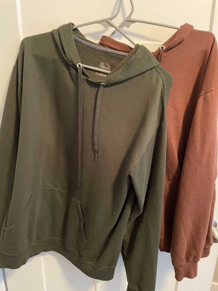 Lot Of 2 Fruit Of The Loom Mens Hoodies Size Med