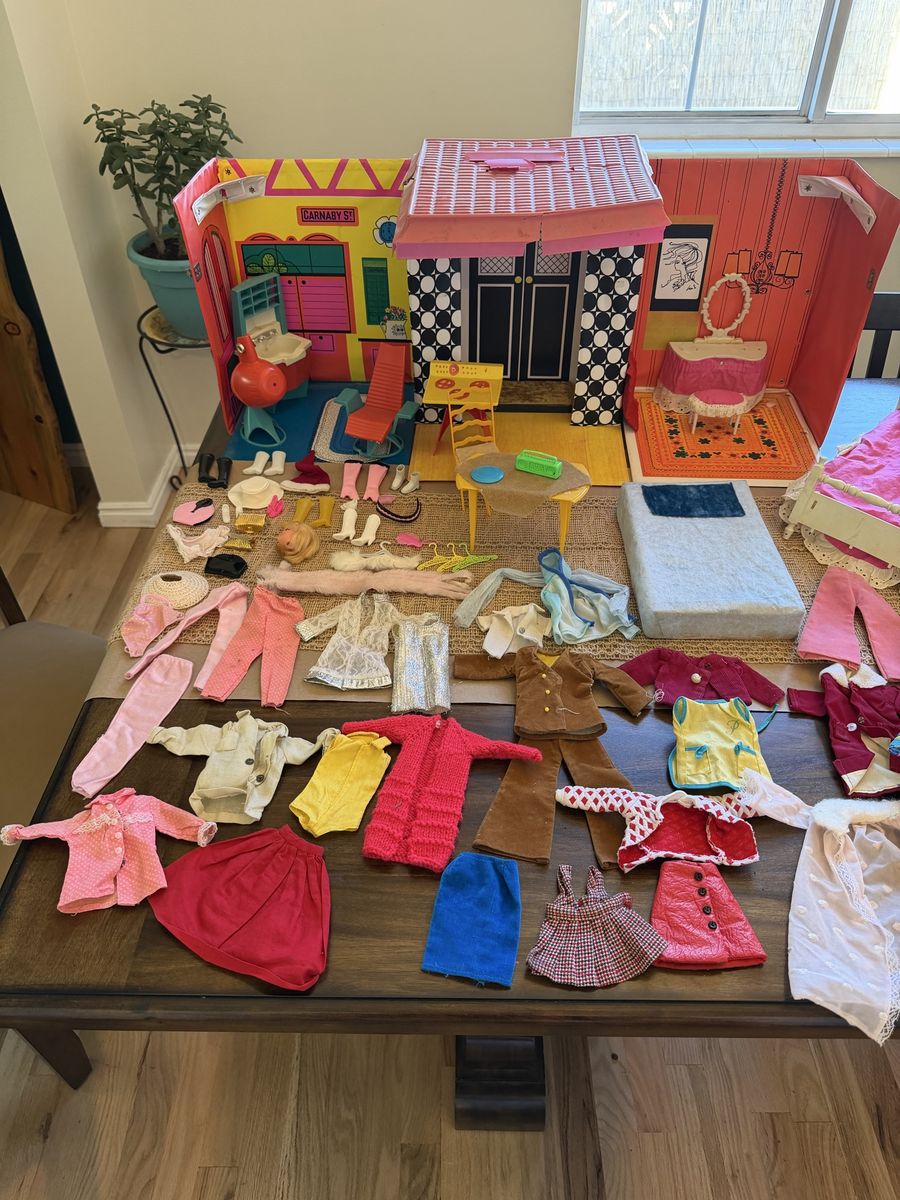 Vintage Barbie & Ken Doll Lot Playsets Clothing Accessories World of Barbie Trunk