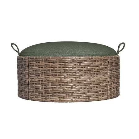 Drew Barrymore Wicker Ottoman Table Brown/Thyme
