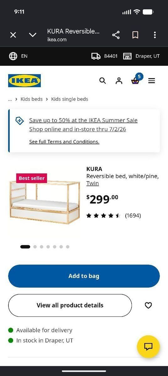 IKEA KURA bunk bed