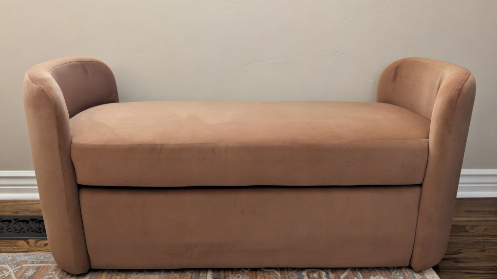 Rounded Brown Velvet Bench