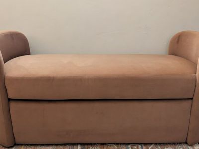 Rounded Brown Velvet Bench