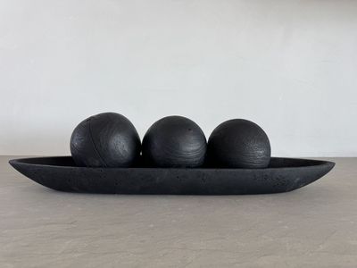 Oversized Modern Centerpiece Bowl + Wood Spheres (29”)