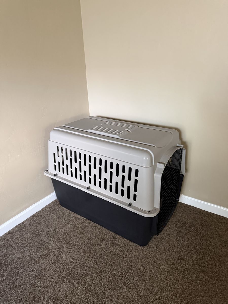 Pet Carrier Crate - Large, Two-Tone (Tan/Black) for Dogs/Cats