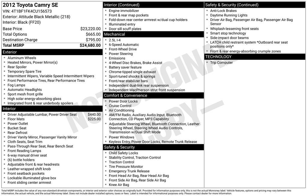 2012 Toyota Camry SE