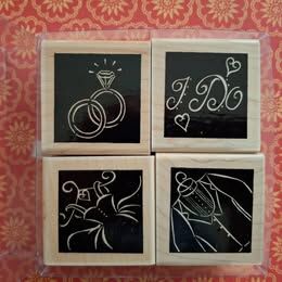 4 pc CTMH/DOTS Wedding theme stamp set