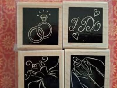 4 pc CTMH/DOTS Wedding theme stamp set