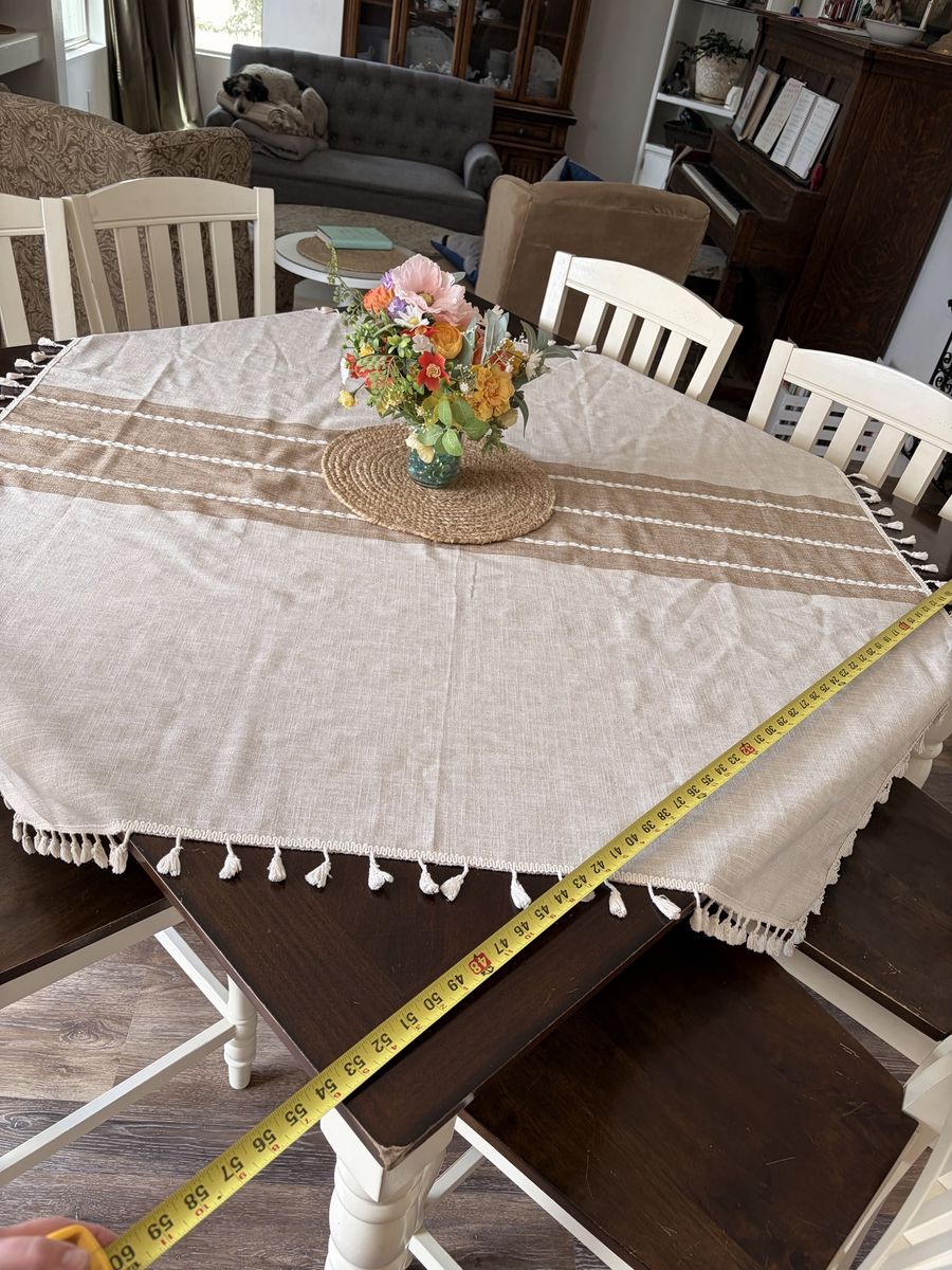8-Piece Farmhouse Counter-Height Dining Set (54”x54” Table & 7 Chairs)