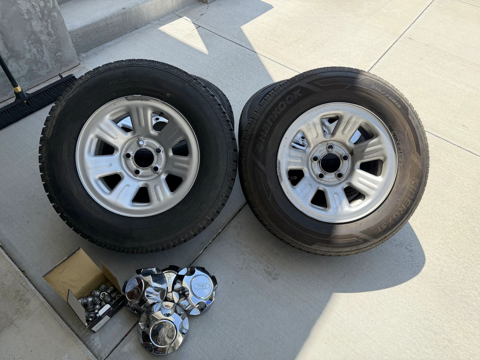 Set of Four - 15" Ford Ranger Wheels & Tires (215/70R15) + Lug Nuts & Center Caps