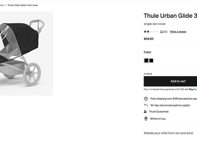Running Stroller- Thule Urban Glide 2 + Organizer Accessory and Rain Cover