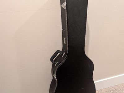 Acoustic Guitar Hardshell Case - Black, Plush Interior