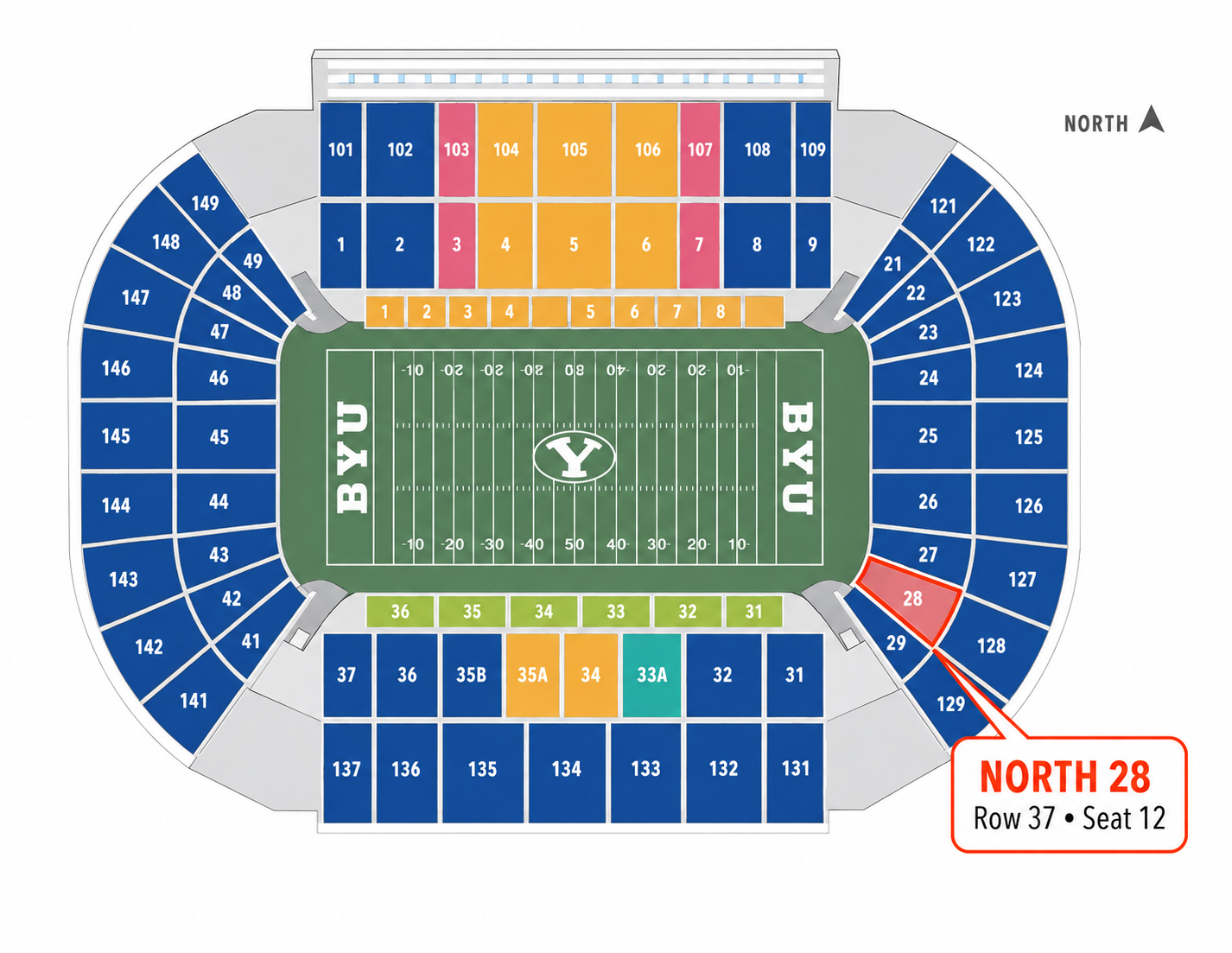 Lower Bowl Ticket - BYU vs Utah Tech - Sept 5, 2026 (Section 28, Row 37)