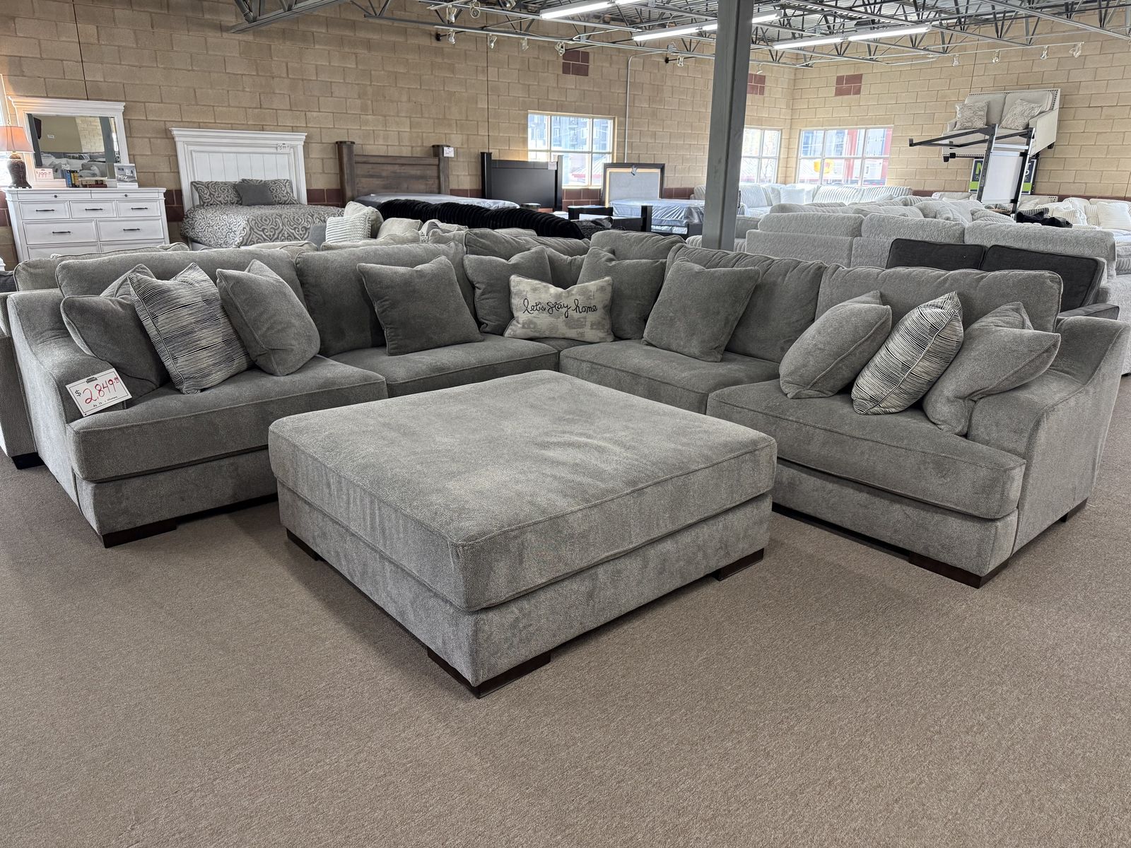 Last one! Bayless 3pc Sectional w/ Ottoman - Living Room Furniture - Action Home Furniture!