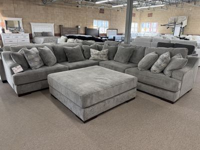 Last one! Bayless 3pc Sectional w/ Ottoman - Living Room Furniture - Action Home Furniture!