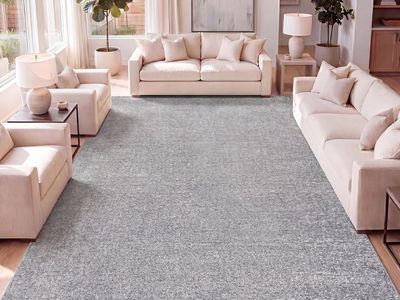 NEW 8x10 Solid Low-Pile Gray Indoor Area Rug, Coastal, Bohemian, Minimalist, Classic