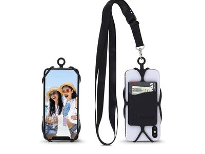 Gear Beast Universal Crossbody Pocket Case - Black Adjustable Lanyard Phone Holder