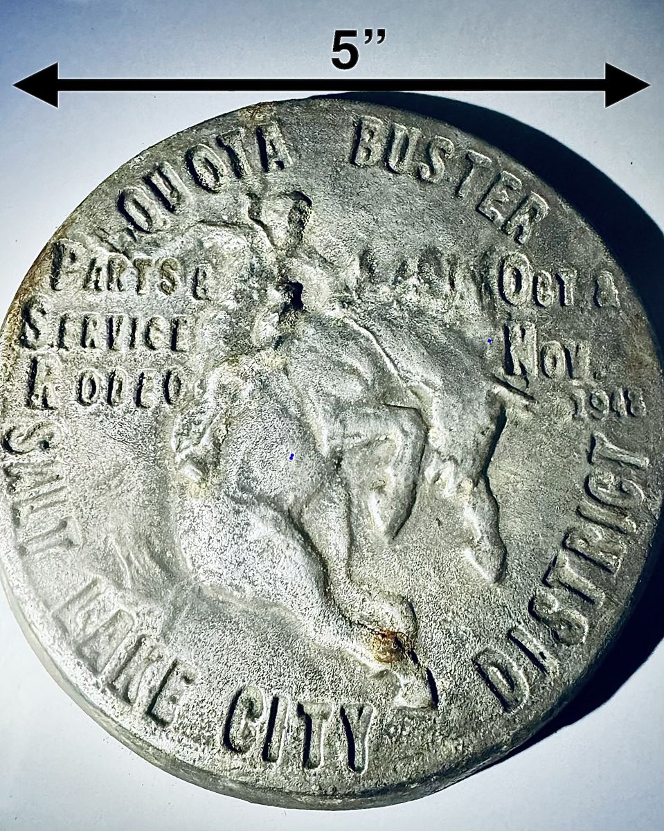 Vintage Ford/GM "Quota Buster" Rodeo Cast Metal Trophy from 1948