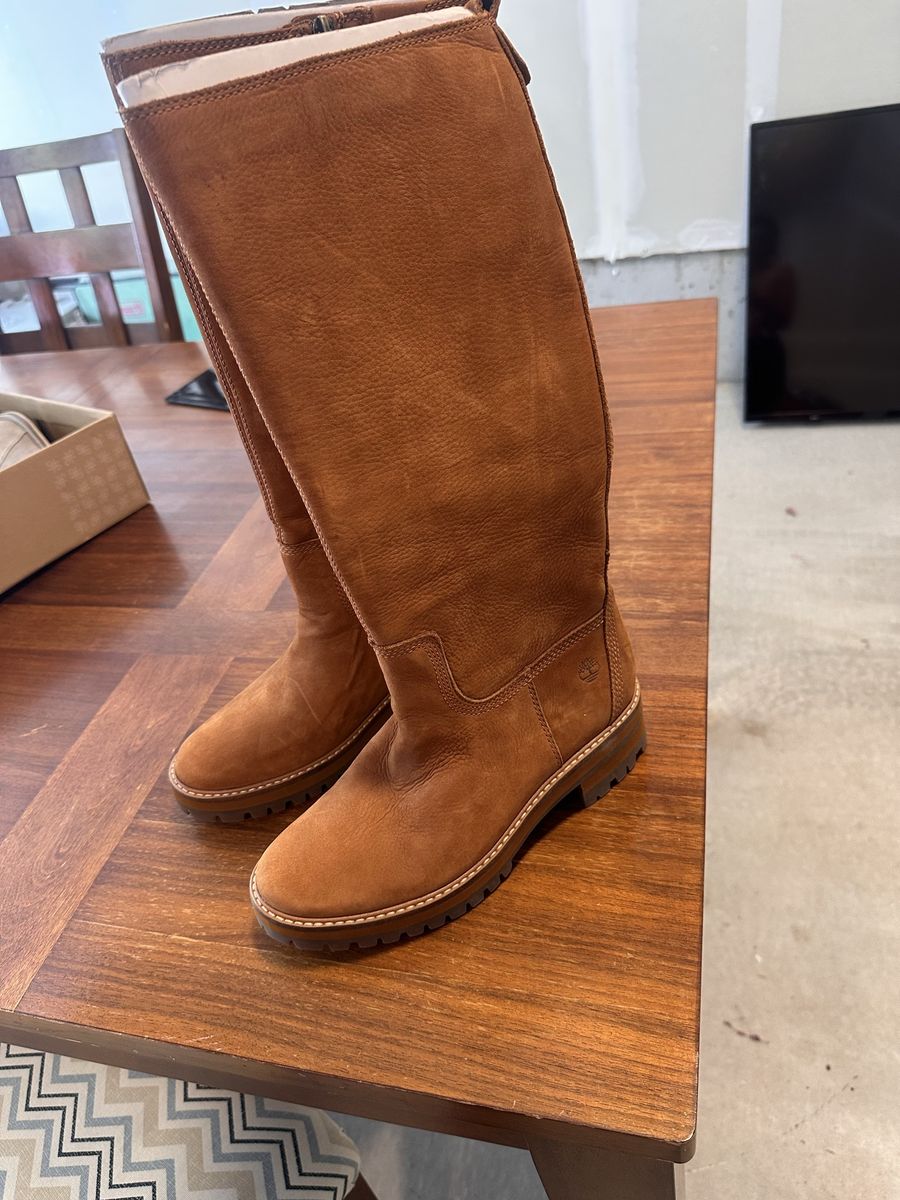 Timberland Women's Brown Leather Knee-High Boots - Size 9