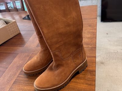 Timberland Women's Brown Leather Knee-High Boots - Size 9