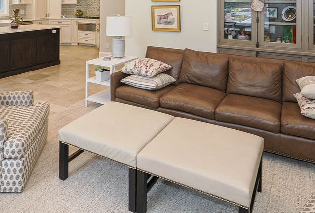 White Leather Ottoman Set